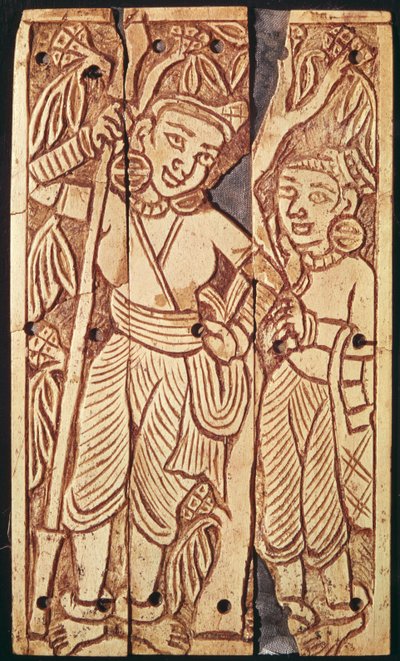 Two women under an Ashoka tree, from Begram, 1st-2nd century by Afghan School